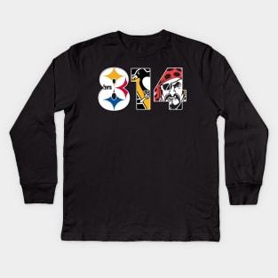 Legendary Sports Teams Of Pittsburgh - Area Code - 814 Kids Long Sleeve T-Shirt